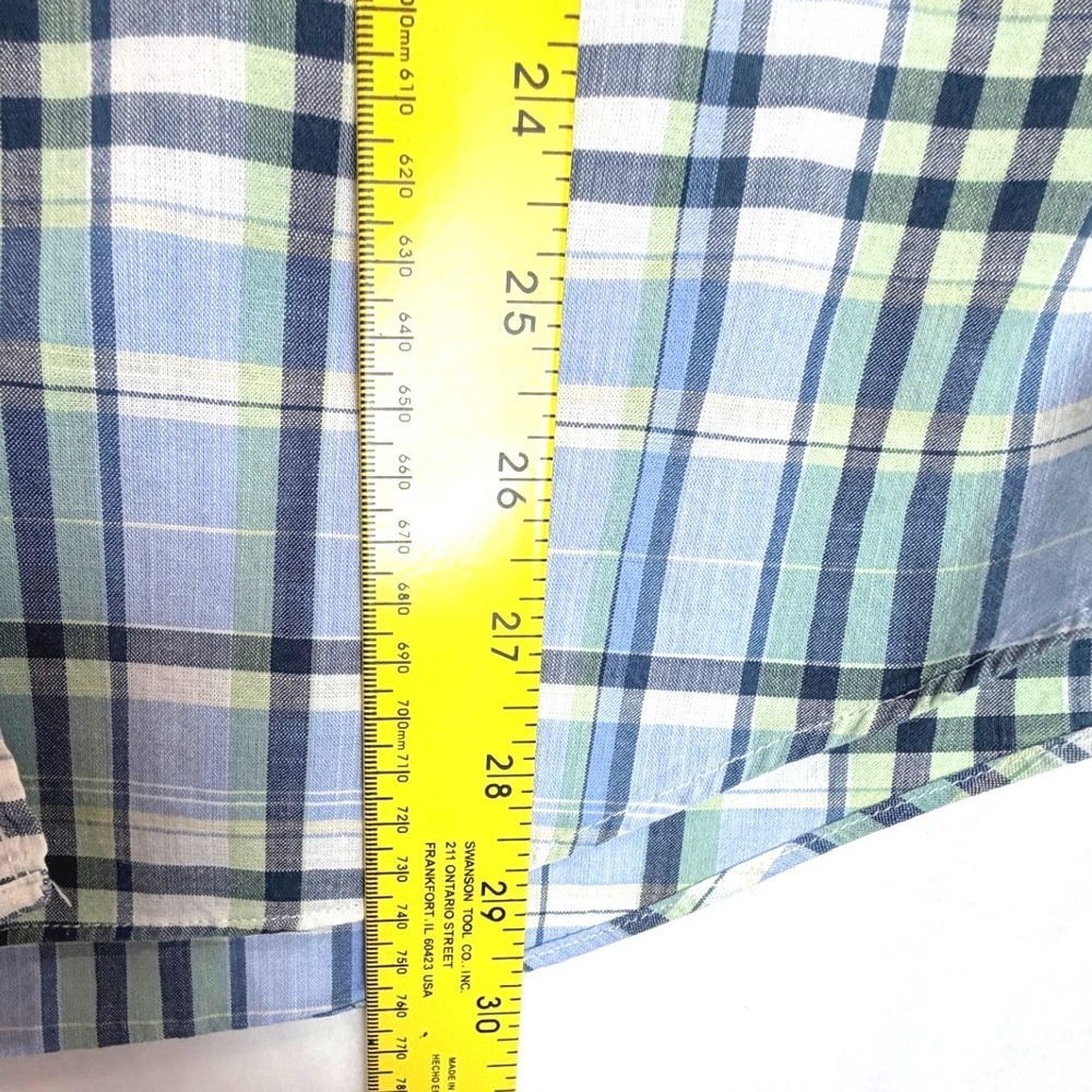 Nautica Heritage Plaid Button Down Shirt Mens M Blue Green Cotton Long Sleeve - Picture 6 of 8